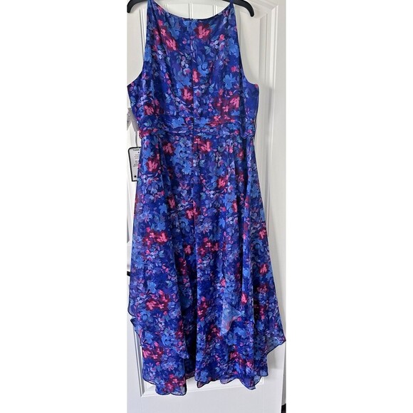 R & M Richards Women's Plus Size Floral-Print Ruffled Maxi Dress Royal Blue 22W - Picture 10 of 12
